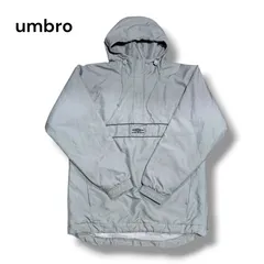 UMBRO アンブロ アノラックパーカー S グレー ナイロンジャケット ハーフジップ 刺繍ロゴ フード付き