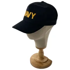 【中古】　ベースボールキャップ　キャップ　帽子　6パネル　アジャスター調節　NAVY　海軍　刺しゅう　USA製　古着　/7273