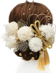 【特価商品】入学式 卒業式 結納 七五三 結婚式 成人式 成人式 浴衣 花 袴 発表会 振袖 着物 和服 人気 金箔 白 かすみ草 和玉 ヘアーアクセサリー 紐 水引 T2200 造花飾り ドライフラワー 10色 髪飾り 髪飾り