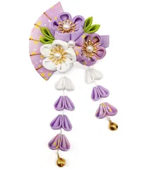 【新着商品】和装 振袖 花 着物 結婚式 鈴付き 袴 手作り 浴衣 赤 成人式 青 卒業式 紫 ピンク 七五三 グリーン 髪飾り 黄 つまみ細工 6色