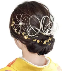 【数量限定】ヘッドパーツ 花嫁 ブライダル 浴衣に 着物 袴 J0026 和装 結婚式 卒業式 振袖 前撮り ヘアアクセサリー シルバー ゴールド ロープ 人気 組紐 銀箔 金箔 水引 成人式 髪飾り