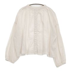 nest Robe 近江晒天然染めギャザーショートブラウス オフホワイト 綿麻 