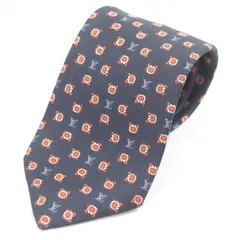 極美品□LOUIS VUITTON ルイヴィトン 2024年製 M94827 クラヴァット モノグラム クラブ シルク100％ ネクタイ ネイビー 箱付き イタリア製 正規品 メンズ