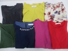 露德露珠寶變換等七分袖開襟衫 短袖 剪裁上衣 寶石 裙子 花紋 等 7件 M 38 9 F 女士 中古