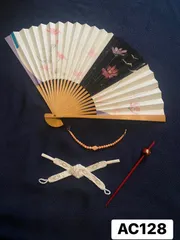 【和小物】扇子　簪　羽織紐　4点　未使用あり　コスモス　珊瑚　着物　和装　AC128