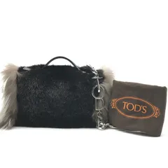 良品 TOD‘S トッズ 2WAY ハンド ショルダー バッグ 斜め掛け ファー レザー ブラック ブランド 鞄 かばん レディース r1287
