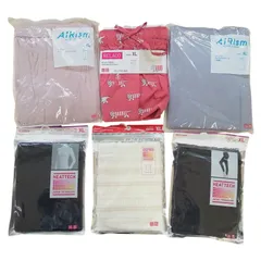 X04045 ユニクロ6点セット レースキャミソール タートルネックＴ（長袖)レギンス（十分丈 ） ルームワンピース（半袖） ルームクロップドパンツ  コットンリラコ  ユニクロ ヒートテック エアリズム