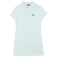 DIESEL ディーゼル D-TENNY オーバル ロゴ刺繍 ポロカラー ミニ ワンピース コットン 中国製 ホワイト系 S【中古】