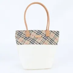 美品 バーバリー ノバ チェック レザー キャンバス トート バッグ 肩掛け ショルダー ハンド A4 レディース RBM DU33-4【中古】