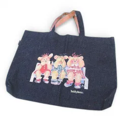 テディベア teddy bear トートバッグ ネイビー 紺系 キャンバス地