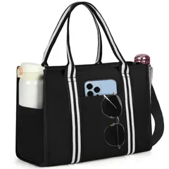 【売切注意！お急ぎ下さい】自立 ショルダーバッグ 撥水加工 A4収納 キャンバス ハンドバッグ メンズ ファスナー付き レディース 軽量 通勤 通学 トートバッグ ブラック グレー