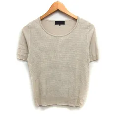 アンタイトル UNTITLED セーター ニット 柄編み 切替 シンプル 半袖 丸首 ウール混 2 ベージュ /HT29