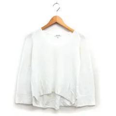 グローバルワーク GLOBAL WORK ニット カットソー リブ Vネック ロングテール コットン 綿 透け感 長袖 S 白 ホワイト /NT29