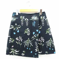 エージーバイアクアガール AG by aquagirl スカート 台形 花柄 ひざ丈 M ネイビー ライトグリーン 紺 黄緑 /MT44