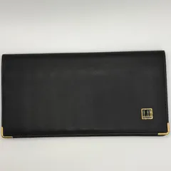 dunhill ダンヒル  長財布 札入れ 小銭入れなし スリム 薄型 黒 ブラック レザー ロゴ金具 メンズ