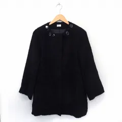 アイボリーコート ivory court コート アウター ノーカラーコート ポケット 装飾 ブラック /ST5