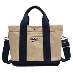 [BEIBANG] トートバッグ レディース ミニトート 帆布バッグ 手提げバッグ 斜めかけバッグ キャンバス ショルダーバッグ 3way 刺? 通勤 ハンドバッグ 小さめ マザーズバッグ 旅行 韓国バッグ(Free Sizeネイビー)