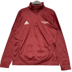 アディダス ハーフジップ プルオーバー ゴルフウェア L ワインレッド 刺繍ロゴ 古着 ジャージ トレーナー adidas AQUINAS GOLF 1000017609 メンズ レディース スポーツ 長袖 エンジ 赤 / IA402