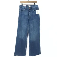 【新品タグ付き】H&M エイチアンドエム★カジュアル可愛い♪ ストレートデニム 切りっぱなし・カットオフ ハイウエスト 大きいサイズ42 青系 z19379