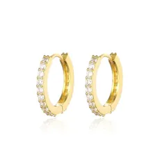 【新品】 Ｍoonstan ピアス レディース 人気 フープ 小ぶり リング 8mm 10mm12mm シルバー925 ゴールド ジルコニア アレルギー対応 中折れ式 キャッチレス シンプル 存在感たっぷり 上品 (12mm ゴールド) 1