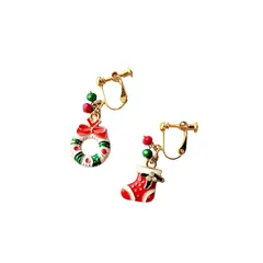 【新品】 【リース＆ブーツ】アレルギー対応 冬 プレゼント ギフト クリスマス アクセサリー ビーズ レディース 雑貨 (イヤリング) 0