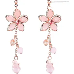 【新品】 Umiwe ピアス レディース 人気 可愛い 桜 花 揺れる 和風 44x15mm 金属アレルギー対応 K18 ピンク金コーティング ピアス アクセサリー 誕生日 クリスマス バレンタインデー プレゼント 女性 ジュエリー ピンク ピアス 1