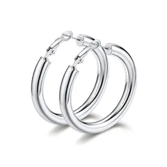 【新品】 Bestyle フープピアス レディース リンク ピアス 大きい ステンレス 金属アレルギー対応 両耳 60mm シルバー 太め シンプル 人気 クセサリー 0