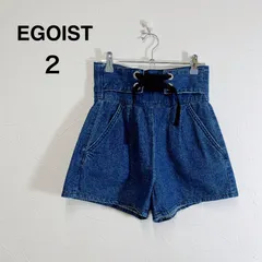 EGOIST デニムショートパンツ レースアップ ハイウエスト インディゴ サイズ2 Denim Shorts Lace-Up High Waist