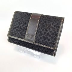 コーチ シグネチャーエンボス レザー 二つ折り財布 ブラック ピンク