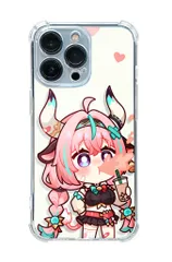 iPhone 対応 四隅耐衝撃 透明手机ケース ピンク チャーミングなキャラクターとハートのプリント キュートなデザイン ファッションアイテム デイリー使用