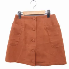 ダズリン dazzlin ボタンダウン 台形スカート フレア ミニ 無地 M キャメル 茶 /FT13