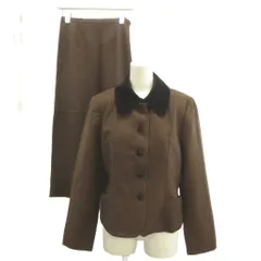 アリスバーリー Aylesbury セットアップ ジャケット 上着 スカート 9 茶 ブラウン 丸襟 長袖 ロング丈 /RN ■ECB002