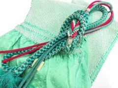 【一輝堂】和装小物 帯締め帯揚げセット 振袖用 丸組 総き絞り 金糸 飾り付 帯締 帯揚 26w04-4036