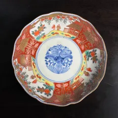 古伊万里 金襴手 赤絵 風景人物草花文図 なます皿 冨貴長春 金彩 丸皿 取り皿 飾り皿 和食器 伊万里 陶器 骨董品 アンティーク