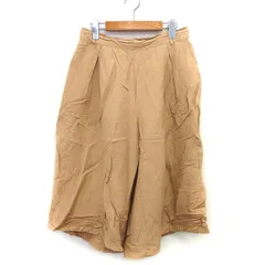 レトロガール RETRO GIRL ガウチョ パンツ イージー ワイド クロップド 無地 シンプル タック 麻混 M キャメル 茶 /HT32