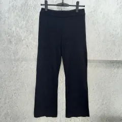 FREAKS STORE フリークスストア リブ フレア ニット パンツ ウエストゴム 無地 ストレートシルエット ブラック Sサイズ ◎、◇〇