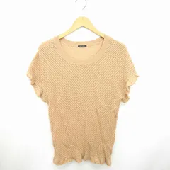 レストローズ L'EST ROSE ニット セーター 丸首 透け編み ウール混 半袖 2 茶 ベージュ /TT11