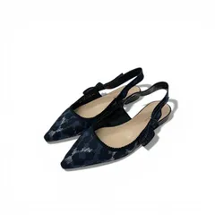 クリスチャンディオール CHRISTIAN DIOR J'ADIOR パンプス 靴 シューズ ファブリック ネイビー ブラック グレー レオパード柄 スリングバック フラットパンプス