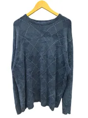 DOCKERS (ドッカーズ) アーガイル柄コットンニット セーター 00S 古着 XL ネイビー メンズ/027のサムネイル