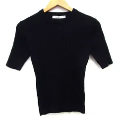マウジー MOUSSY セーター ニット ローゲージ 五分袖 丸首 コットン 綿 F ブラック 黒 /HT27