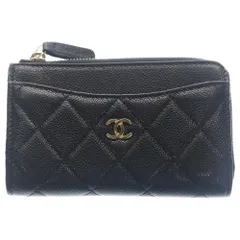 CHANEL (シャネル) マトラッセ フラグメントコインケース カードケース コインケース 小物入れ ブラック キャビアスキン ゴールド金具