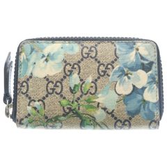 付属付 GUCCI グッチ 長財布 フラップ ブルームス GGスプリーム ブルー
