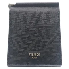 FENDI (フェンディ) シャドー マネークリップ 財布 カードケース ウォレット ブラック レザー 7M0281 シルバー金具