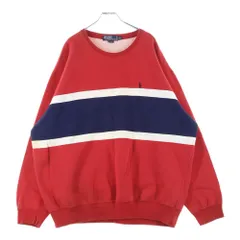POLO RALPH LAUREN (ポロラルフローレン) 90s POLO GOLF ポロゴルフ USラルフ スモールポニー トリコロール クルーネック スウェットトレーナー レッド