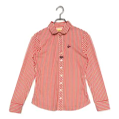 中古 レディース ビバハート VIVA HEART 長袖ポロシャツ 40(M) 赤×白 レッド×ホワイト ストライプ