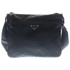 PRADA (プラダ) 三角ロゴ ショルダーバッグ ブラック テスート ナイロン レザー シルバー金具