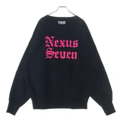 NEXUS7 (ネクサスセブン) ネオンカラー オールドイングリッシュロゴプリント クルーネック スウェットトレーナー ブラック/ピンクのサムネイル
