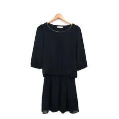 プロポーション ボディドレッシング PROPORTION BODY DRESSING ワンピース 膝丈 七分袖 ギャザー シンプル 2 ネイビー 紺 /KT1