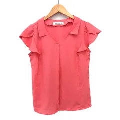 ミッシュマッシュ MISCH MASCH カットソー ブラウス 無地 シンプル フリルスリーブ スキッパー タック 半袖 M ローズピンク /HT9