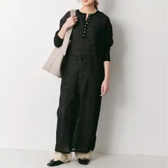 Spick & Span (スピックアンドスパン) シアーヘンリーネックニットワンピース 24040200502010 ブラック FREE